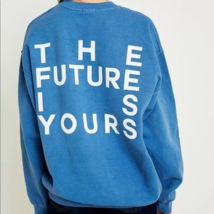 UO The Future Is Yours Blue Oversized Sweatshirt